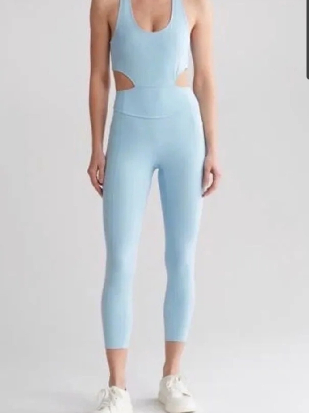 FP Movement by Free People Light Blue Cutout V‑Neck Jumpsuit